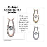Central Diamond Center “U” Shape Dancing Gemstone Necklace for Women in 925 Sterling Silver w/Pure Brilliance Zirconia