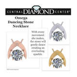 Central Diamond Center Omega Dancing Gemstone Necklace for Women in 925 Sterling Silver & Pure Brilliance Zirconia CZ