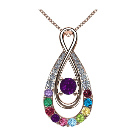 Yours Infinity Mother & Child Birthstone Necklace w/ 1 to 12 Stones in Silver, 10K, or 14K Gold