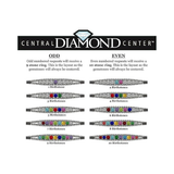 Central Diamond Center Rope Mothers Birthstone Ring with 1 to 10 Simulated Birthstones, Sterling Silver, 10K or 14K Gold