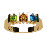 Central Diamond Center Straight Bar Mother's Ring Simulated Birthstone Ring w/ 1-6 Stones - Sterling Silver, 10K or 14K Gold