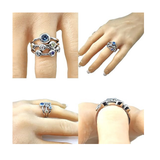 Central Diamond Center Bubble Mother's Ring with 1 to 7 Simulated Birthstones in Sterling Silver