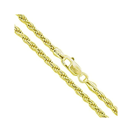 Sterling Silver Diamond Cut Rope Chain, Made In Italy, White/Yellow/Rose Gold Plated