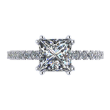 NANA Jewels 1.5-3CT Platinum Plated Sterling Silver Rings CZ Cubic Zirconia Princess Cut Engagement Rings | 10K 14K Solid Gold