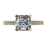 Nana Jewels Asscher Cut Cathedral Solitaire Engagement Ring 7Mm (2Ct) Pure Brilliance Zirconia - Sterling Silver, 10K Or 14K Gold