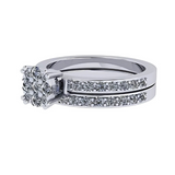 Lab Created CVD Diamond Cluster Center Wedding Bridal Set 10kt Gold