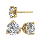 Lucita Simulated Diamond Stud Earrings with Solid 14K Gold Posts & Sterling Silver Basket, 3 & 4 Prongs