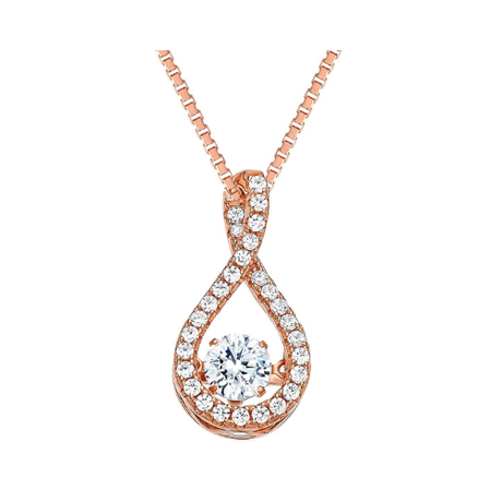 Twisted Pear Dancing Gemstone Necklace in 925 Sterling Silver w/ Pure Brilliance Zirconia CZ