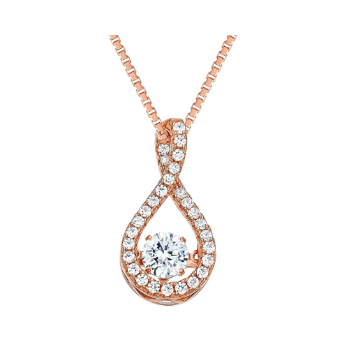Twisted Pear Dancing Gemstone Necklace in 925 Sterling Silver w/ Pure Brilliance Zirconia CZ