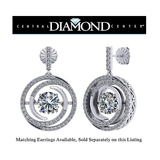 Central Diamond Center Circle Swirl Dancing Gemstone Dangle Earrings or Necklace in Sterling Silver w/Pure Brilliance Zirconia