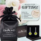 Halo Birthstone Dangle Earrings w/ Pure Brilliance Zirconia Accent Gemstones in Sterling Silver for Women