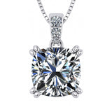 NANA Jewels Cushion Cut CZ Simulated Diamond Solitaire Necklace Sterling Silver 7-8mm Cubic Zirconia, 2.00ct & 3.00ct