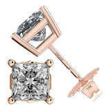 Central Diamond Center Princess Cut CVD Lab-grown Diamond Stud Earrings 14K solid Gold from 0.20ct to 2.00ct E-F VS-SI