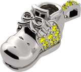 Baby Shoe Birthstone Necklace Pendant w/Pure Brilliance Zirconia - Gold Plated Silver, Solid 10K Gold or 14K Gold