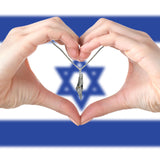 Central Diamond Center Israel Map Necklace/Pendant-Sterling Silver Am Israel Chai on Back Side-3D Map of Israel Large & Small