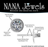 Round Halo Simulated Diamond Stud Earrings, 925 Sterling Silver & Hypoallergenic Post 2.50-3.00ctw CZ