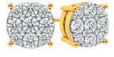 Diamond Stud Earrings CVD Lab Grown Diamonds solid 14K post & Silver basket, 7 or 9 Stone Cluster