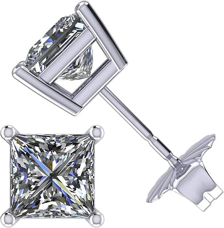 0.20ct-0.30ct CVD-Lab-Grown Diamond Stud Earrings (E-F, VS-SI), Solid 14K Gold & Silver, Threaded or Friction Post