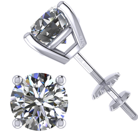 0.20ct-0.30ct CVD-Lab-Grown Diamond Stud Earrings (E-F, VS-SI), Solid 14K Gold & Silver, Threaded or Friction Post