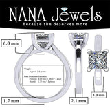 NANA Jewels 1 to4ct Simulated Diamond Engagement ring Princess Solitaire Lucita Cz & Silver
