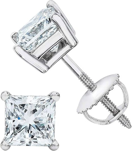 0.20ct-0.30ct CVD-Lab-Grown Diamond Stud Earrings (E-F, VS-SI), Solid 14K Gold & Silver, Threaded or Friction Post