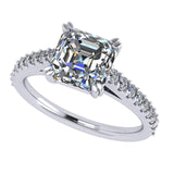 Nana Jewels Asscher Cut Cathedral Solitaire Engagement Ring 7Mm (2Ct) Pure Brilliance Zirconia - Sterling Silver, 10K Or 14K Gold