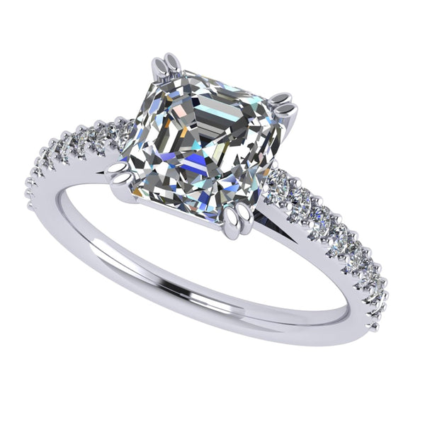 Nana Jewels Asscher Cut Cathedral Solitaire Engagement Ring 7Mm (2Ct) Pure Brilliance Zirconia - Sterling Silver, 10K Or 14K Gold