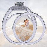 NANA Jewels Sterling Silver Cushion Cut Wedding Set Engagement Rings for Women - Choose Simulated Morganite, Citrine, Aquamarine & More