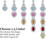 Sterling Silver Add-A-Link Mix & Match Simulated Birthstone Pendant, Necklace w/ 22" Adjustable Box Chain