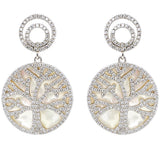 Central Diamond Center Sterling Silver Tree of Life Pendant Necklace or Earrings with CZ and Mother of Pearl – Gift for Women