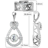 Heart & Pear Dancing Gemstone Necklace for Women 925 Sterling Silver & Pure Brilliance Zirconia