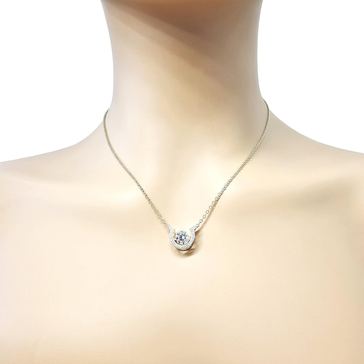 Sparkling horseshoe dancing gemstone necklace.
