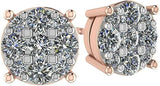 Diamond stud earrings, 7 stone cluster, 14K post.