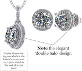 Central Diamond Center Halo Earring & Necklace Set, Solid Sterling Silver w/Pure Brilliance Zirconia - Hypoallergenic