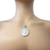 Central Diamond Center Sterling Silver Tree of Life Pendant Necklace or Earrings with CZ and Mother of Pearl – Gift for Women
