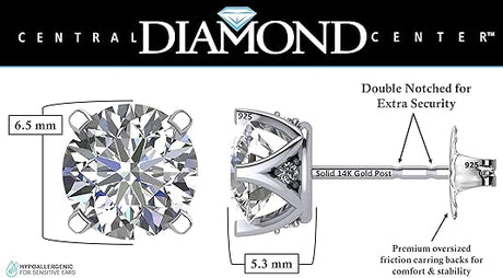 Lucita Simulated Birthstone Stud Earrings with Solid 14K Gold Posts & Sterling Silver Basket