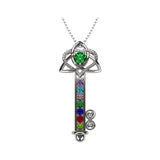 Key to Infinity Love Mother & Child Necklace w/ 1-7 Birthstones in Silver, 10K, or 14K Gold