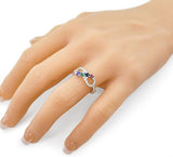 Central Diamond Center Infinity Mothers Rings w/ 1 to 6 Simulated Birthstones in Sterling Silver,  10K or 14K Gold