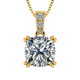 NANA Jewels Cushion Cut CZ Simulated Diamond Solitaire Necklace Sterling Silver 7-8mm Cubic Zirconia, 2.00ct & 3.00ct