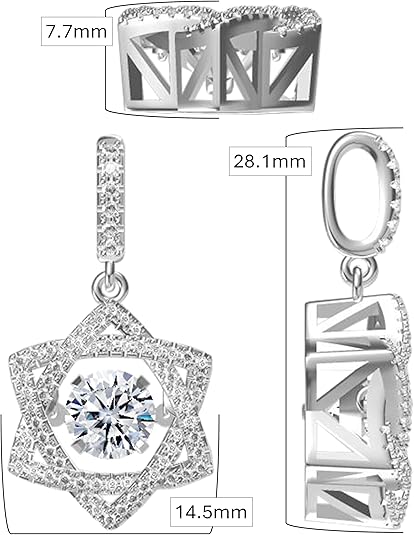 Star of David Dancing Gemstone Necklace in 925 Sterling Silver w/ Pure Brilliance Zirconia CZ
