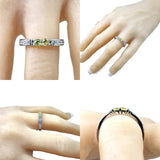 Central Diamond Center Shared Prong w/ Sides Couple 2 Stone Ring w/ Simulated Birthstones in Silver, 10K or 14k Gold