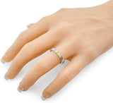 Central Diamond Center Princess Mothers Ring w/ 1 to 6 Simulated Birthstones in Sterling Silver, 10K or 14K Gold