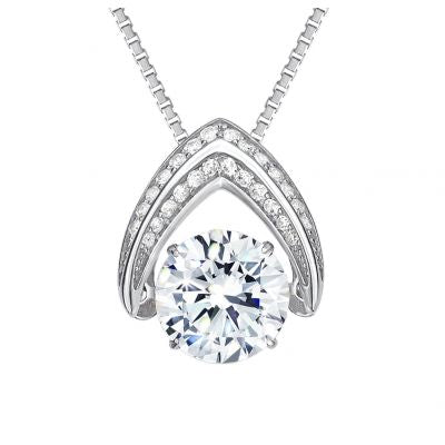 Central Diamond Center Ultimate Omega Dancing Gemstone Necklace in 925 Sterling Silver w/Pure Brilliance Zirconia