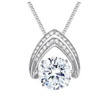 Central Diamond Center Ultimate Omega Dancing Gemstone Necklace in 925 Sterling Silver w/Pure Brilliance Zirconia