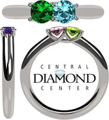 Central Diamond Center Lucita Couples Ring w/ 2 Simulated Birthstones in Sterling Silver, 10K or 14K Gold