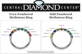 Central Diamond Center U'r Family Ring w/ 1 to 9 Simulated Birthstones in Sterling Silver, 10k, 14K Gold, Mothers Rings