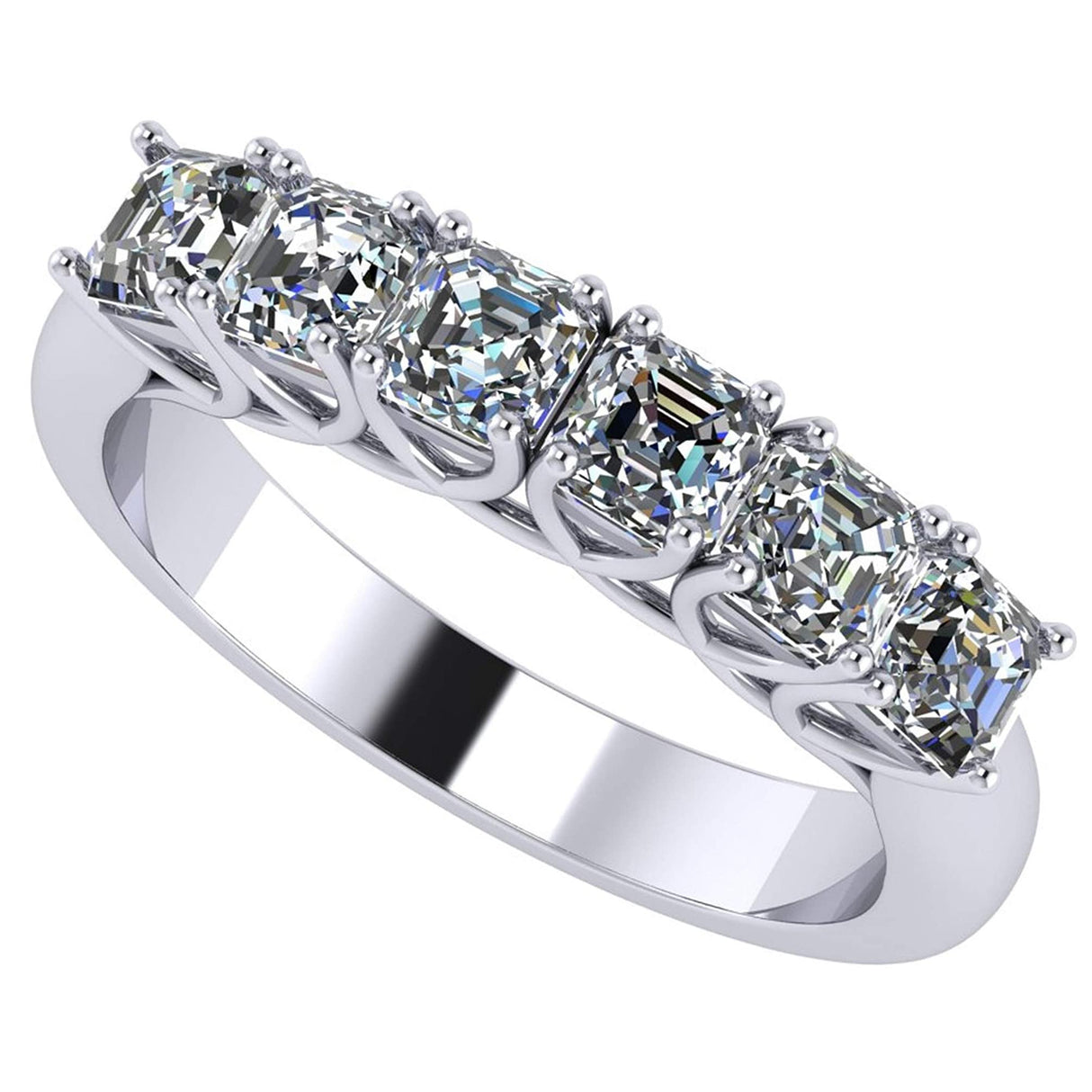 Central Diamond Center Asscher Cut Lucita Mothers Rings w/ 1 to 7 Simulated Birthstones in Sterling Silver, 10K or 14K Gold