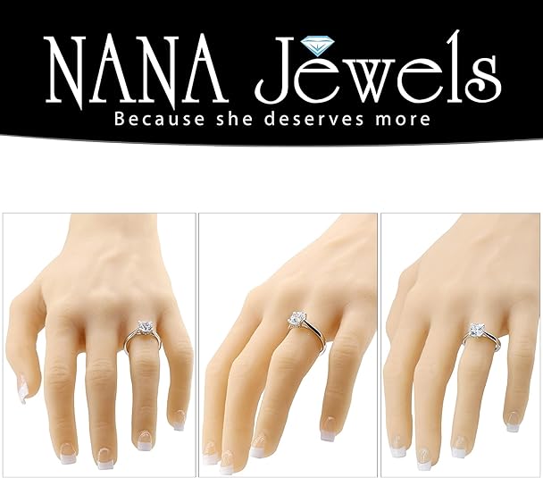 NANA Jewels Lucita Princess, Cushion Cut Solitaire Wedding Engagement Ring Series in 14K Gold w/Pure Brilliance Zirconia Simulated Diamond(B)