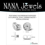 Round Halo Simulated Diamond Stud Earrings, 925 Sterling Silver & Hypoallergenic Post 2.50-3.00ctw CZ
