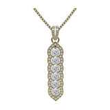 Central Diamond Center Elegant Vertical Tower Pendant Necklace with Sparkling Round Stones – Statement Jewelry for Women – Gift for Anniversary, Birthday, Valentine’s – Fashion Jewelry for Women